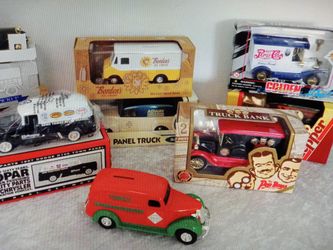 9 Ertl Diecast Metal Coin Bank Lot Borden Dr Pepper Pepsi Pep Boys Christmas Gifts Stocking Stuffers