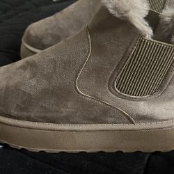 Brown Slippers Snow Ankle Chelsea Boots Platform Sole Warm Size 9.5