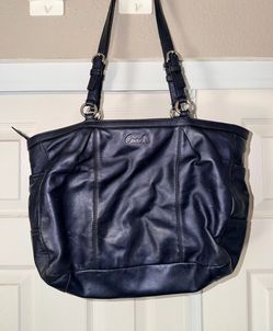 Vintage Coach Navy Blue Leather Tote