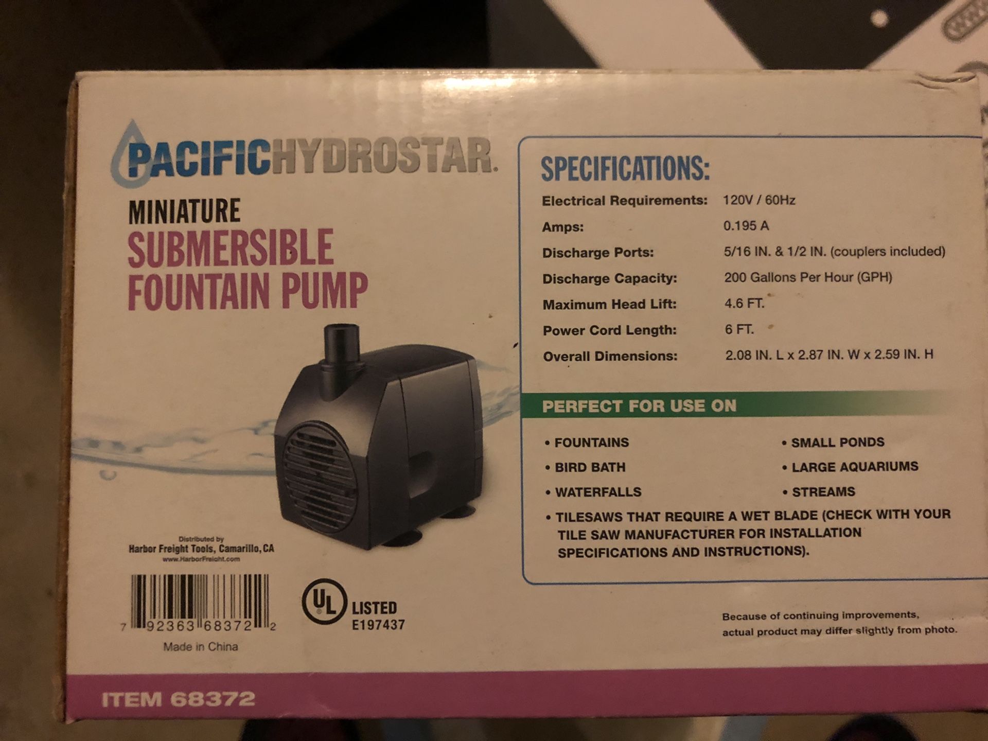 pacific minature submersible fountain pump