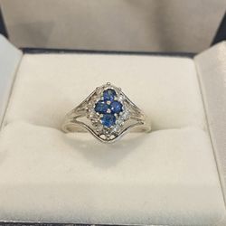 14K SAPPHIRE DIAMOND RING 