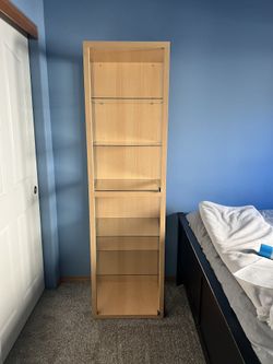 Wood And Glass Shelves Case With Doors