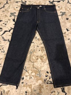Levi 501 Button Fly Dark Wash Navy Jeans Sz 40 x 32