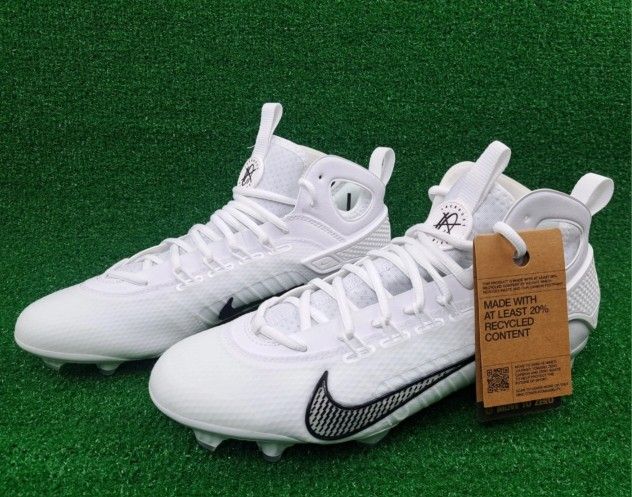 Brand New Nike Huarache 9 Elite Mid LAX Football Cleats White Men Sizes 8, 9, 9.5, 10, 10.5, 11, 11.5, 12, 13