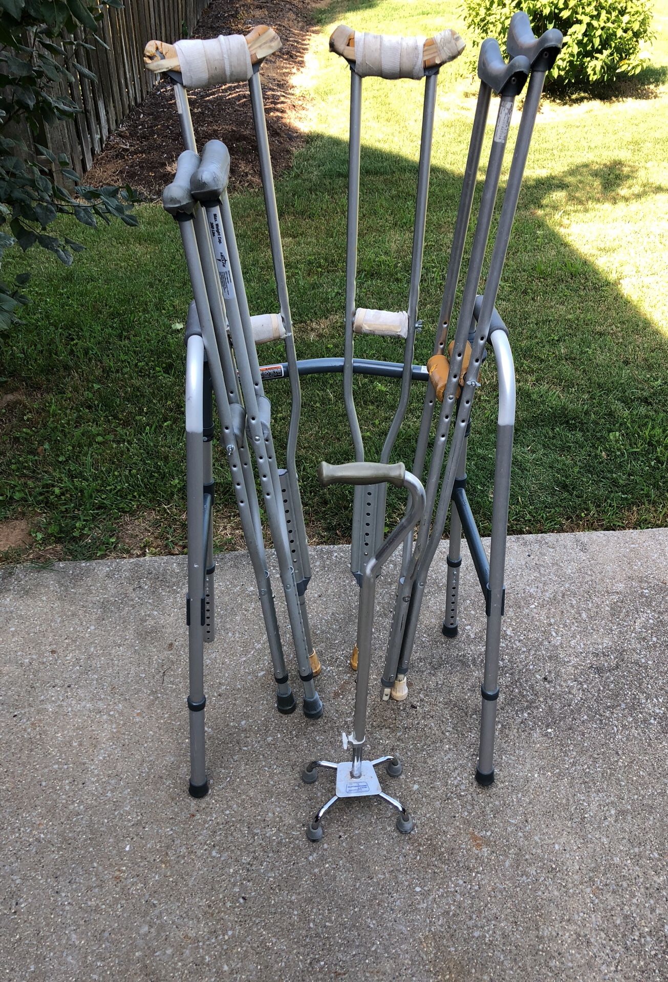 Walker,Cane, and 3 sets of Crutches