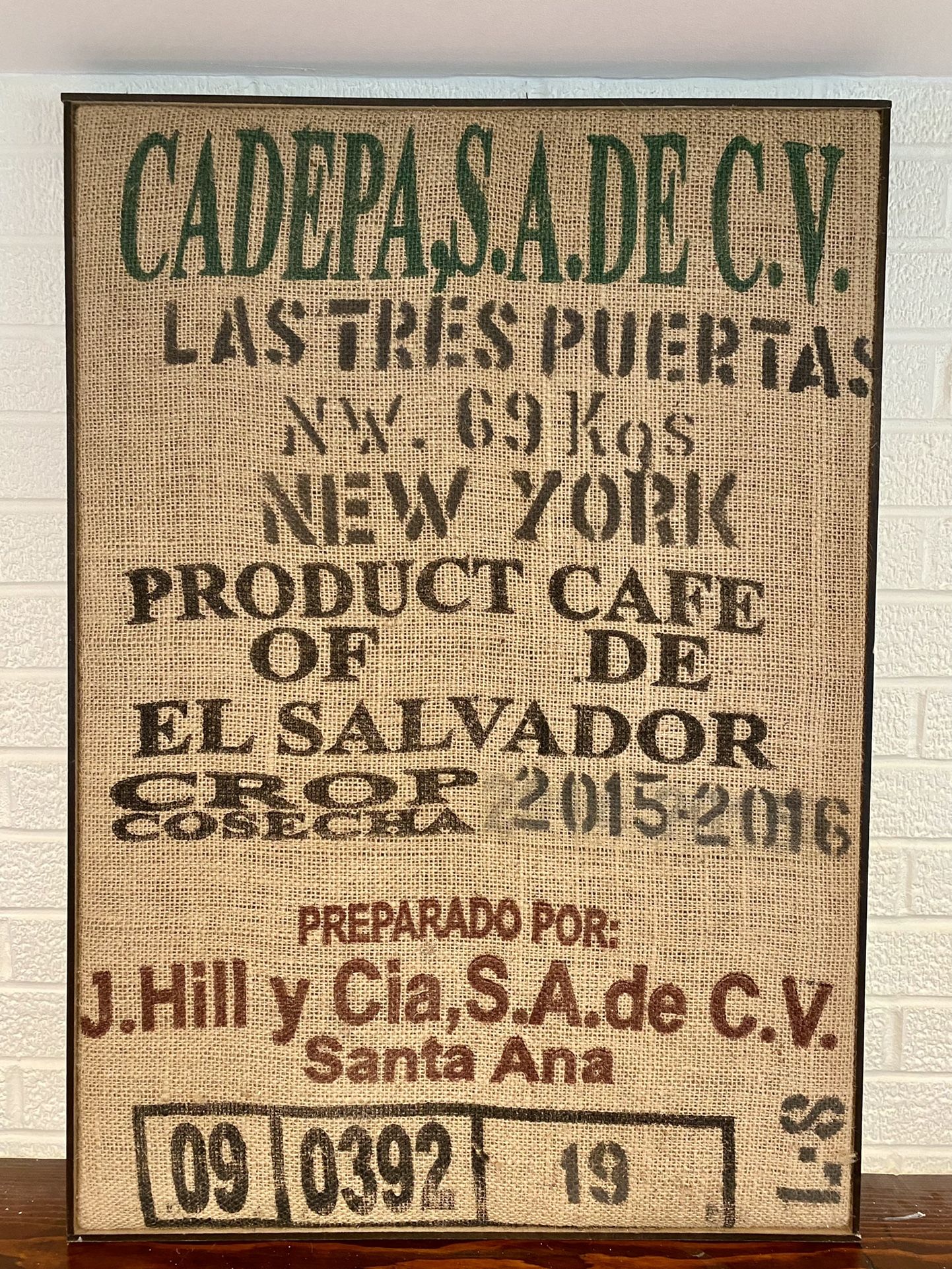 Coffee Sack Wall Art - Framed
