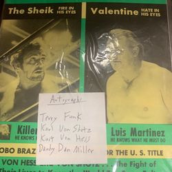 VINTAGE 1970’s  Autographed Wrestling Magazine 