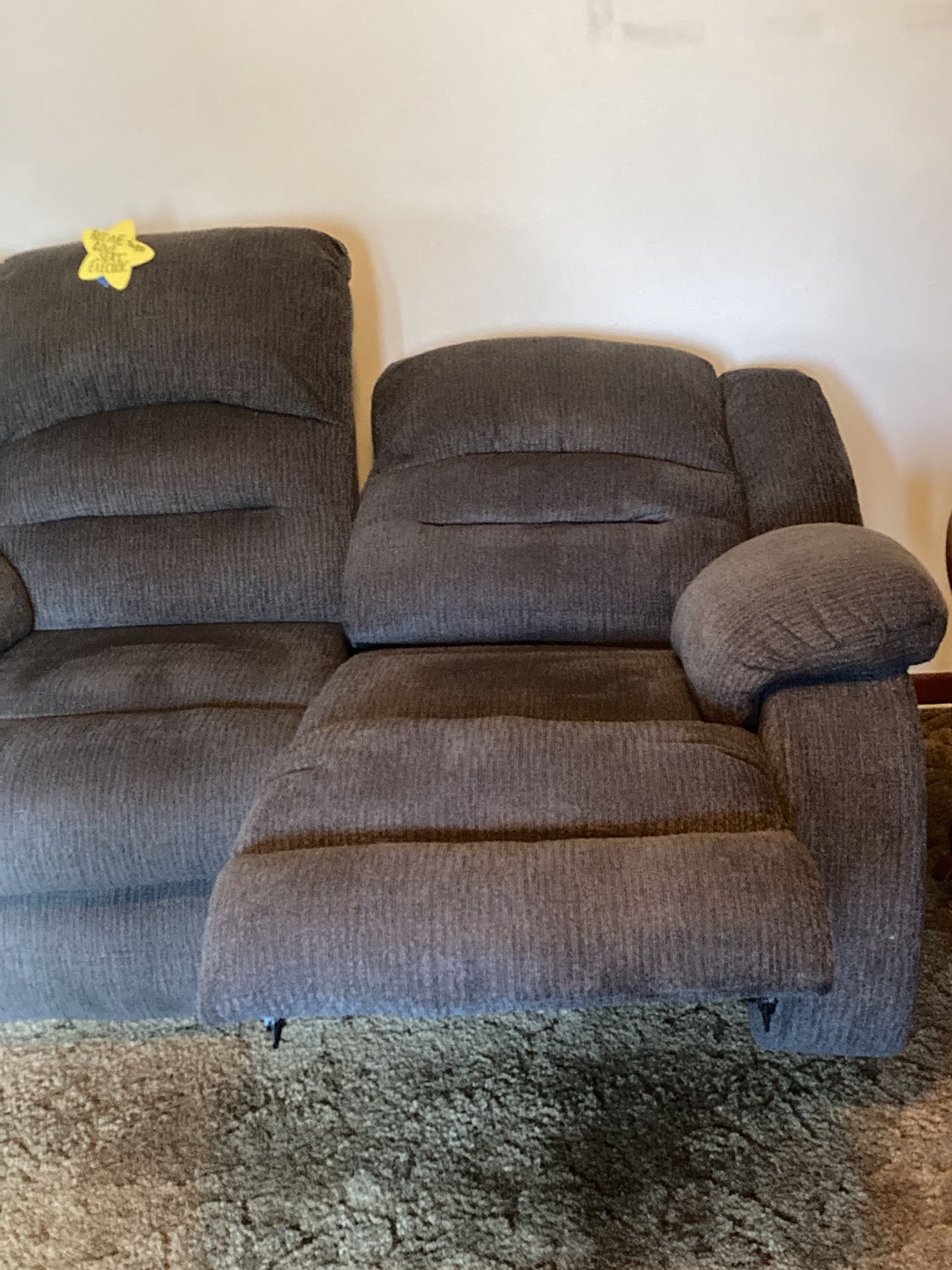 Loveseat Gray Fabric Electric Recliner W/USB Ports