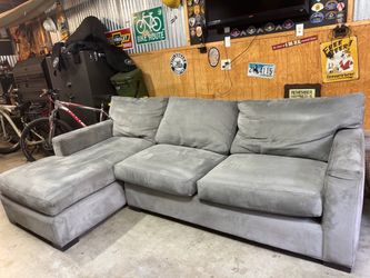 Crate and Barrel Gray Sectional Sofa with Chaise Lounge