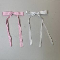 Pink and white kids hair bow coquette 2 pack