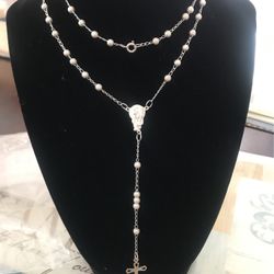 Beatiful Rosary Silver Size 40cm Nice For Mother’s Day Gif