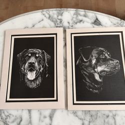 Vintage Sketched Wall Art - Signed