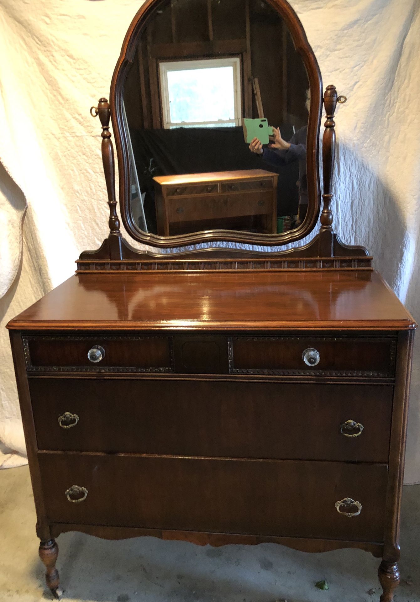 Dresser antique wooden dresser with tilt mirror