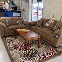 Adobe Camel Sofa And Loveseat
