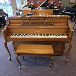 Yamaha Upright Piano French Provincial M500 Satin Walnut Made in Japan Comes With Bench.