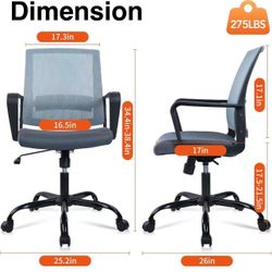 ✌️Office Computer Desk Chair, Ergonomic Desk Chair with Lumbar Support and Adjustable Swivel Design, Study, Student, Grey