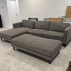 Grey Sectional Couch With Ottoman 