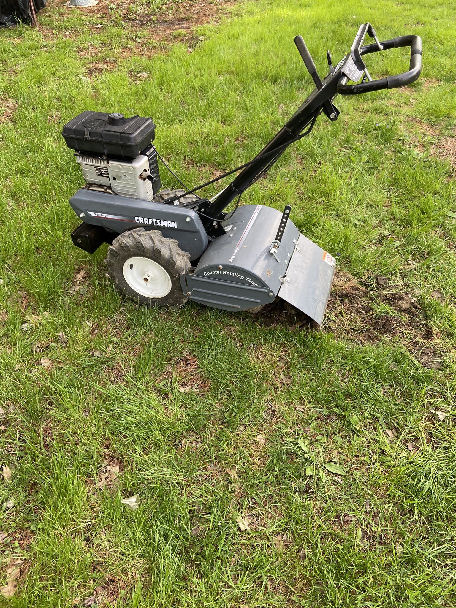Craftsman Model #(contact info removed)70 5.5 HP 17” Rear-Tine Tiller Has A 5.5 HP Briggs & Stratton Motor (Model 134402 Type 0113 01)
