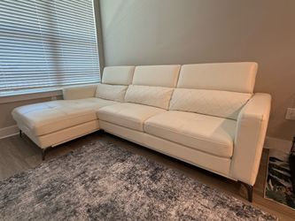 🛋️ 100% GENUINE LEATHER SECTIONAL SOFA – WHITE