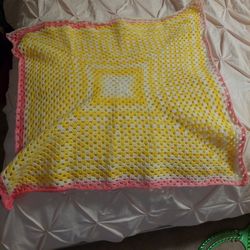 Crocheted Granny Square Baby Blanket 