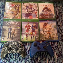 2 Xbox Controllers 6 Games Bundle 