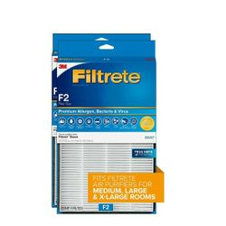 Filtrete True HEPA Premium Allergen, Bacteria, and Virus Room Air Purifier Filter F2, 13 in. x 8.2 in., 2-Pack, works with FAP-C02WA-G2, FAP-C03BA-G2,