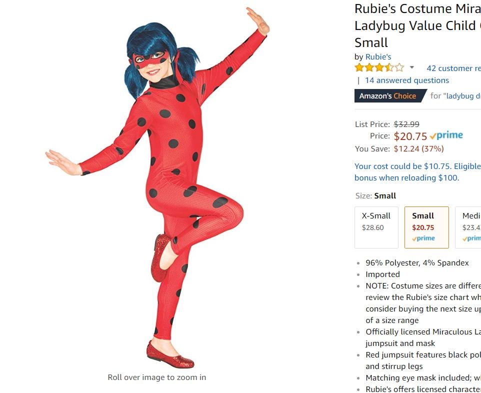 Miraculous Lady Bug costume - size M/L Kids
