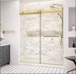 Frameless Double Sliding Shower Door 74"H
