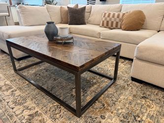 Solid Wood Herringbone Table Set (Coffee Table, Side Table, Entryway