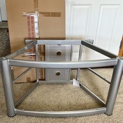 Brand New Matte Silver & Glass TV Stand