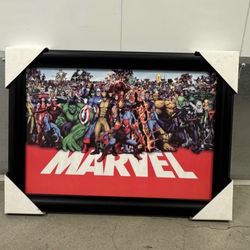 2007 Marvel Comics Universe Canvas Print Giclee black wood frame 16” x 22” x 1” RARE