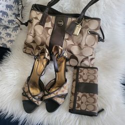 Coach Set Including Purse, Wallet and Heels