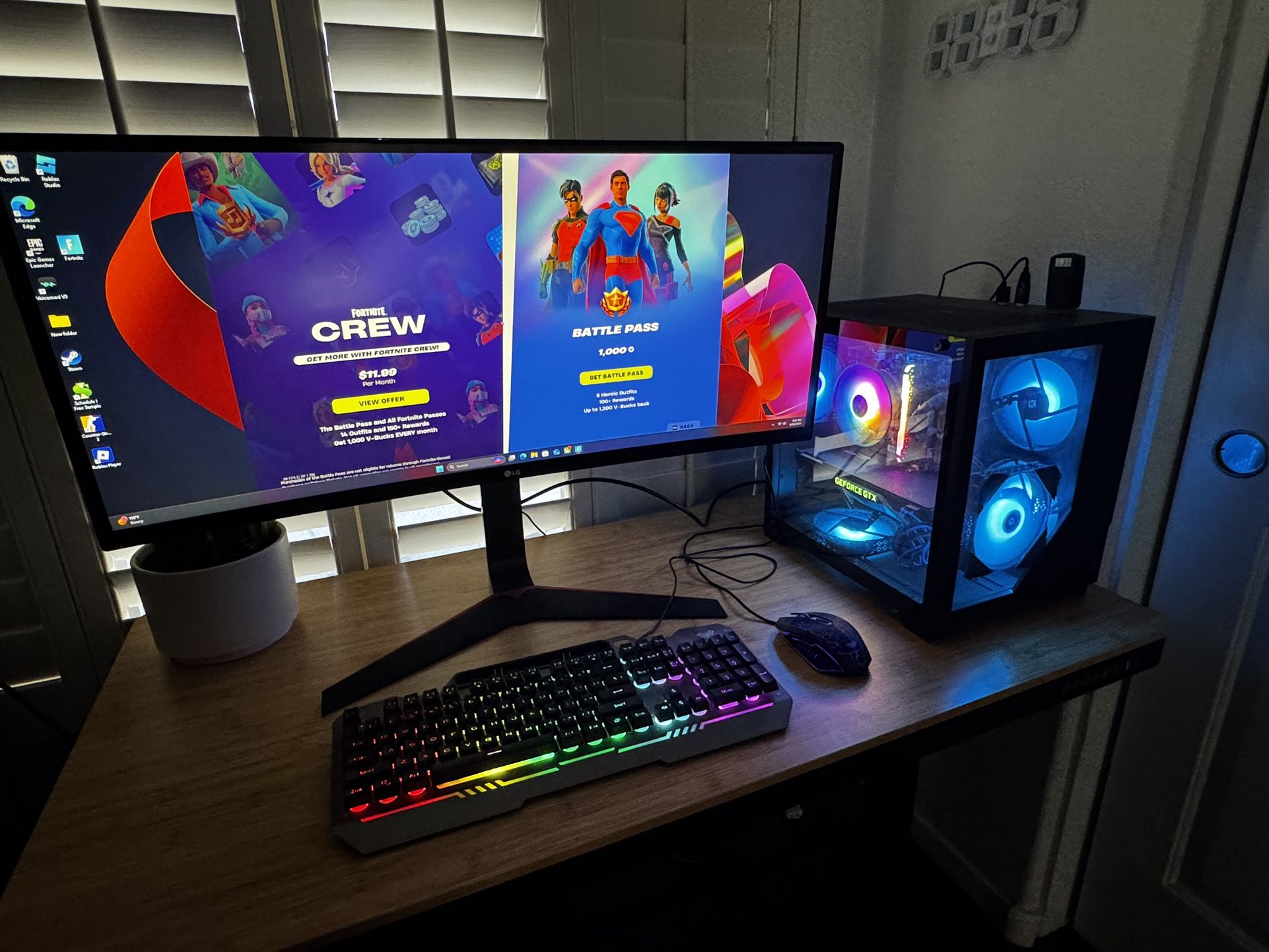 Custom High End RGB Gaming PC + Ultra-Wide 34” LG Monitor – i7 | GTX 1080 | 32GB RAM | 1.36T