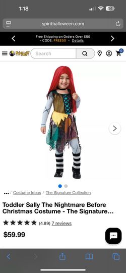 NBC Sally Toddler Halloween Costume Size 3t-4t