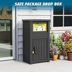 Package Delivery Box with Sign, Lockable & Weatherproof Anti-Theft Parcel Delivery Box for Porch, Curbside, Patio,Black