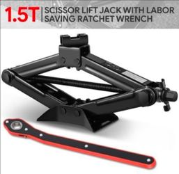 1.5 Ton Scissor Lift Jack W/ Ratchet Wrench