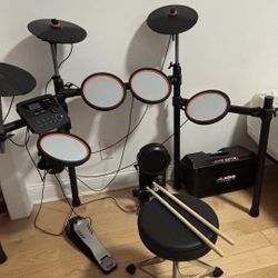 Donner DED-100 Electric Drum Set Throne Dual Zone Quiet Mesh Pad 425 Timbre