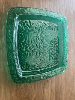 Green Embossed Glass Decorative Bowl