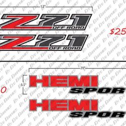 CHEVY Z71 _ HEMI SPORT BED DECALS