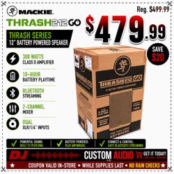 Mackie Thrash Series 212 GO 12" Rechargable 10 Hour Battery Powered PA Speaker 2 Channel Mixer 🚨 Payment Options Available 🚨 No Credit Needed 🚨