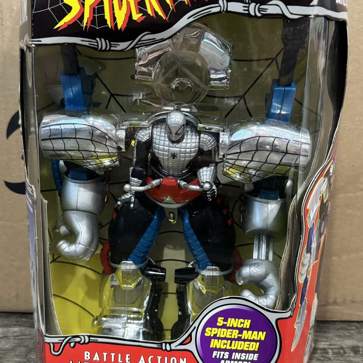 ToyBiz 1999 Comics Spiderman Battle Action Mega Armor Spider Man