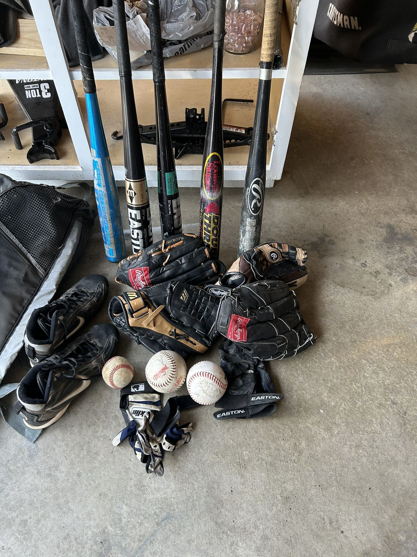 Whole Bag With Baseball Bats &gloves