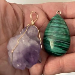 amethyst or malachite pendants