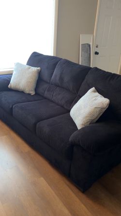 Dark Black Corduroy 3-Seat Couch