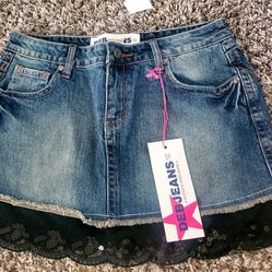 DEB JEANS Black Lace Denim Mini Skirt size 9 