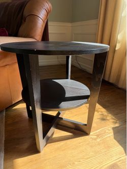 Black two level side table - Black/Brown color