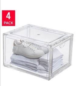 Clear Stackable Shoe Storage Boxes – 4 Pack