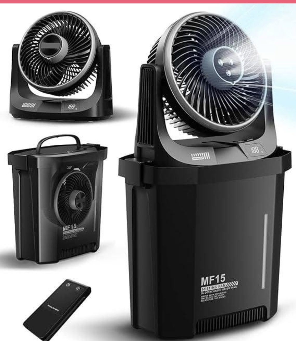 Windtalk New Portable Outdoor Cordless Rechargeable Misting Fan W Remote