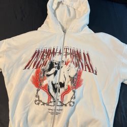 boohoo MAN  white zip up hoodie