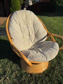 Rattan Swivel Papasan Chair with Cushion